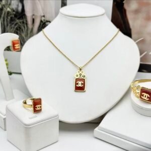 18k- Gold plated Necklace Set double C